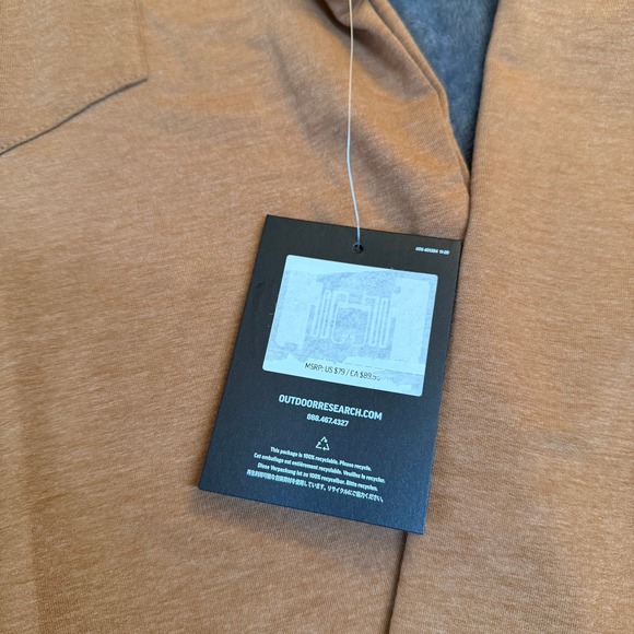 Outdoor Research Long Sleeve Henley Shirt Tan Heather Pocket Mens Medium NWT - Picture 3 of 10
